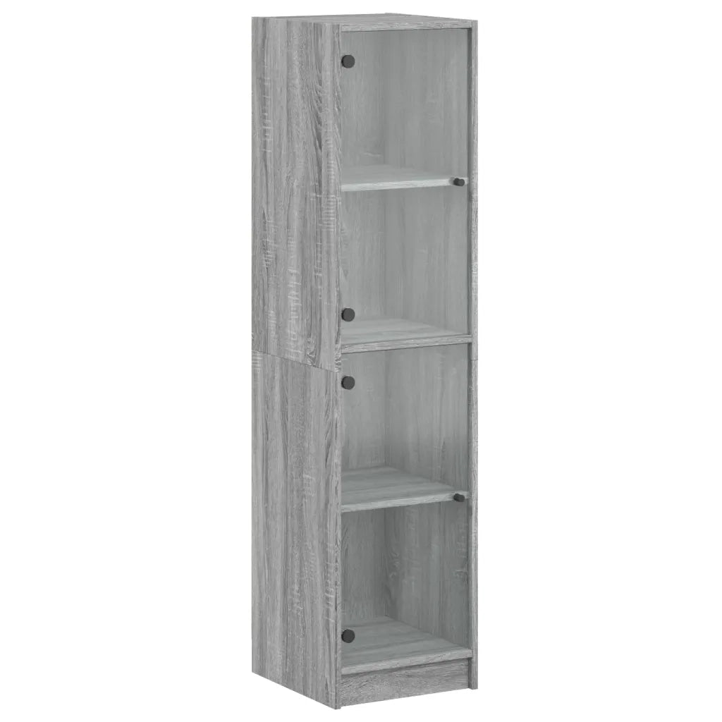 Credenza con Ante in Vetro Grigio Sonoma 35x37x142 cm 836439