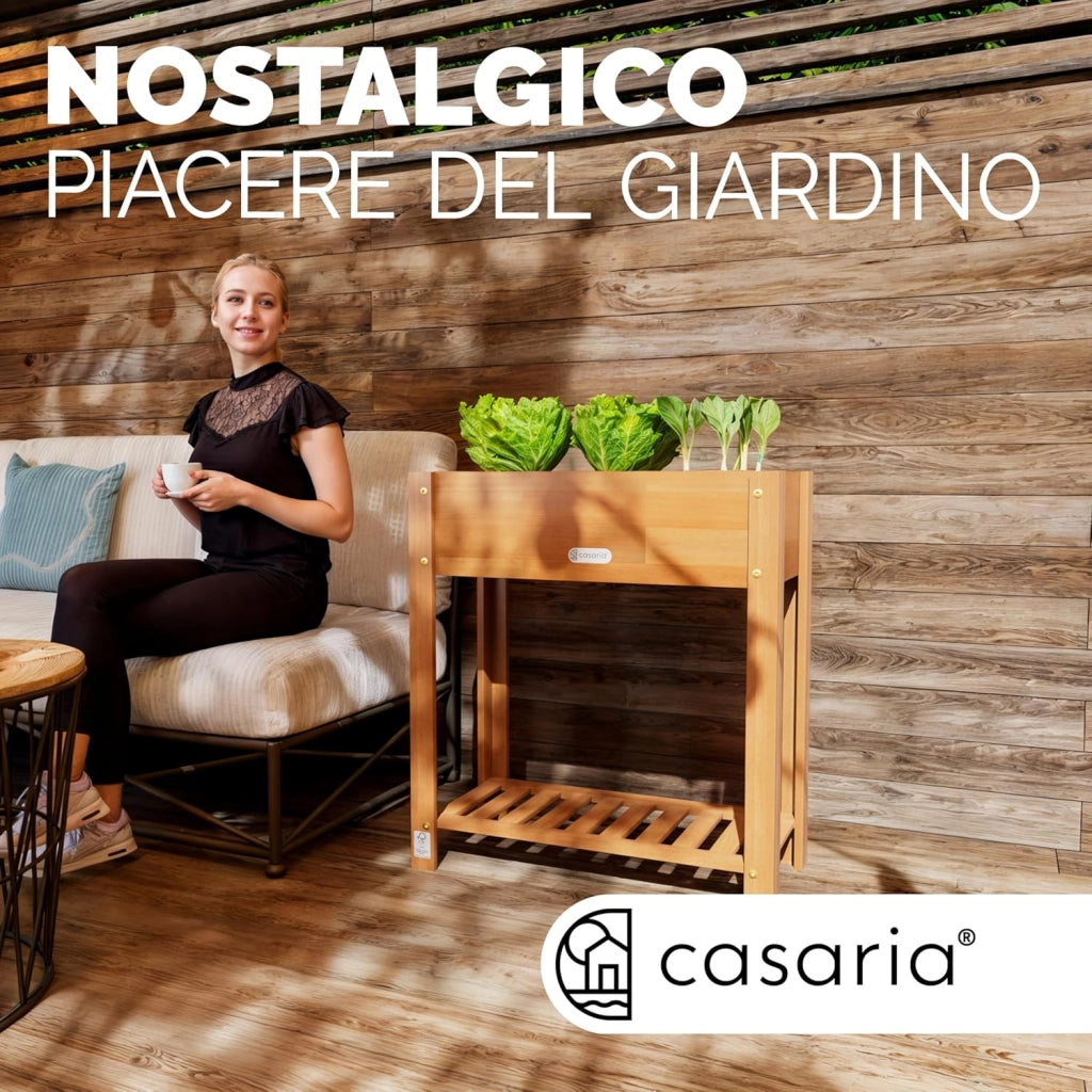 ® Aiuola Rialzata 68x30x75cm in Acacia Certificata FSC® a 2 Livelli Orto Urbano in Cassetta Fioriera Giardinaggio Balcone