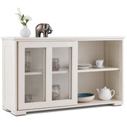Credenza da cucina mobile basso 106,5 x 33 x 62,5 cm con 2 ante scorrevoli e ripiano regolabile stile moderno MDF beige 20_0010802