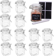 12 contenitori in vetro a chiusura ermetica per erbe con etichette e pennarelli - 100ml, 12 pezzi