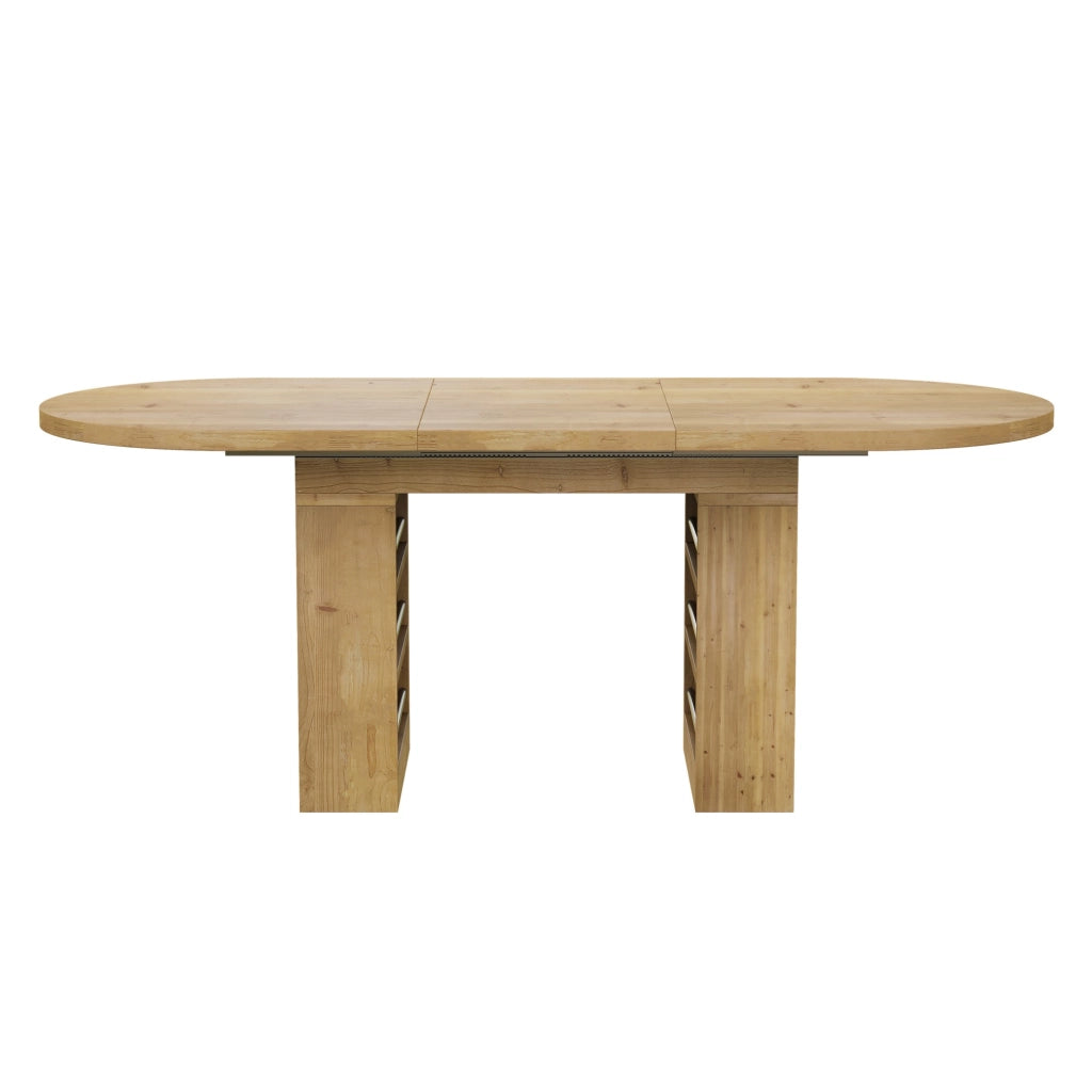 Tavolo da pranzo allungabile, 150/200 x 90 cm, per 6-8 persone, con vano portaoggetti, color legno naturale