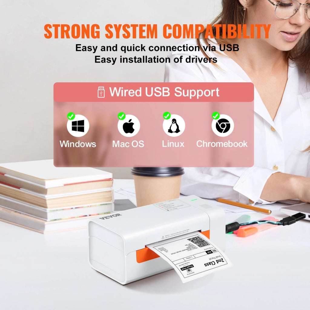 Stampante termica per etichette 4X6 e codici a barre, 203 DPI, 150 mm/s, USB, compatibile con Windows/Mac OS/Linux/Chromebook, rilevamento automatico