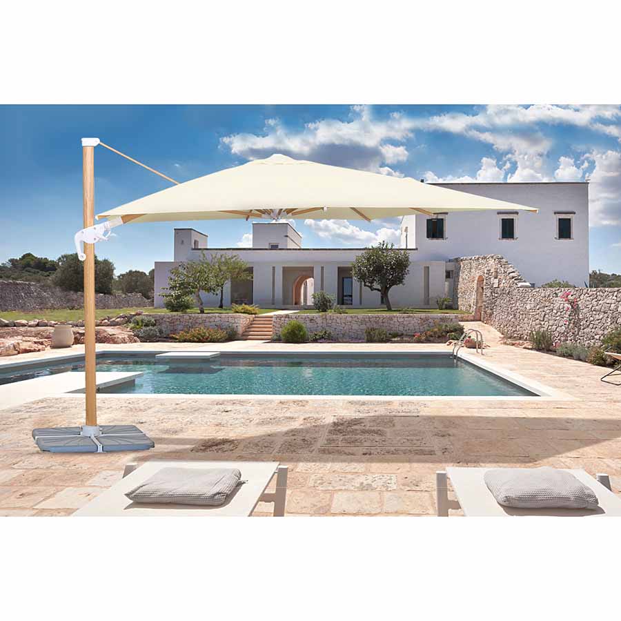 Ombrellone da Giardino Decentrato 4x4m Roma Wood beige