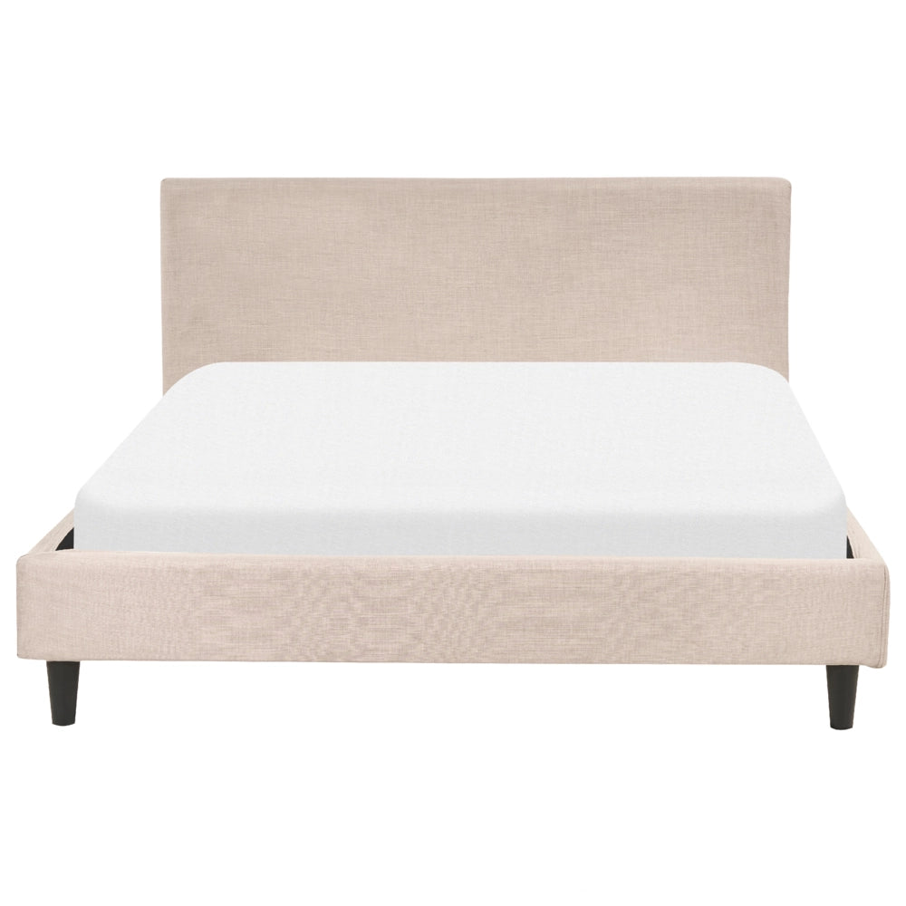 Letto matrimoniale in tessuto beige con rete a doghe 140 x 200 cm stile contemporaneo