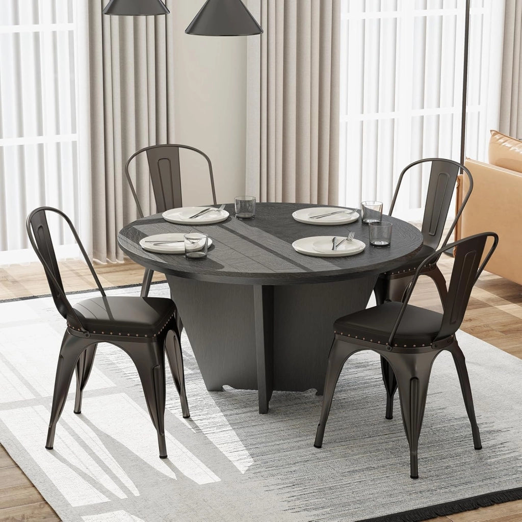 Set di 4 sedie da pranzo impilabili, da cucina, da bistrò, con schienale rimovibile, imbottite, da soggiorno, da pranzo, in metallo, portata 150 kg, 44 x 53 x 84 cm (marrone bronzo)