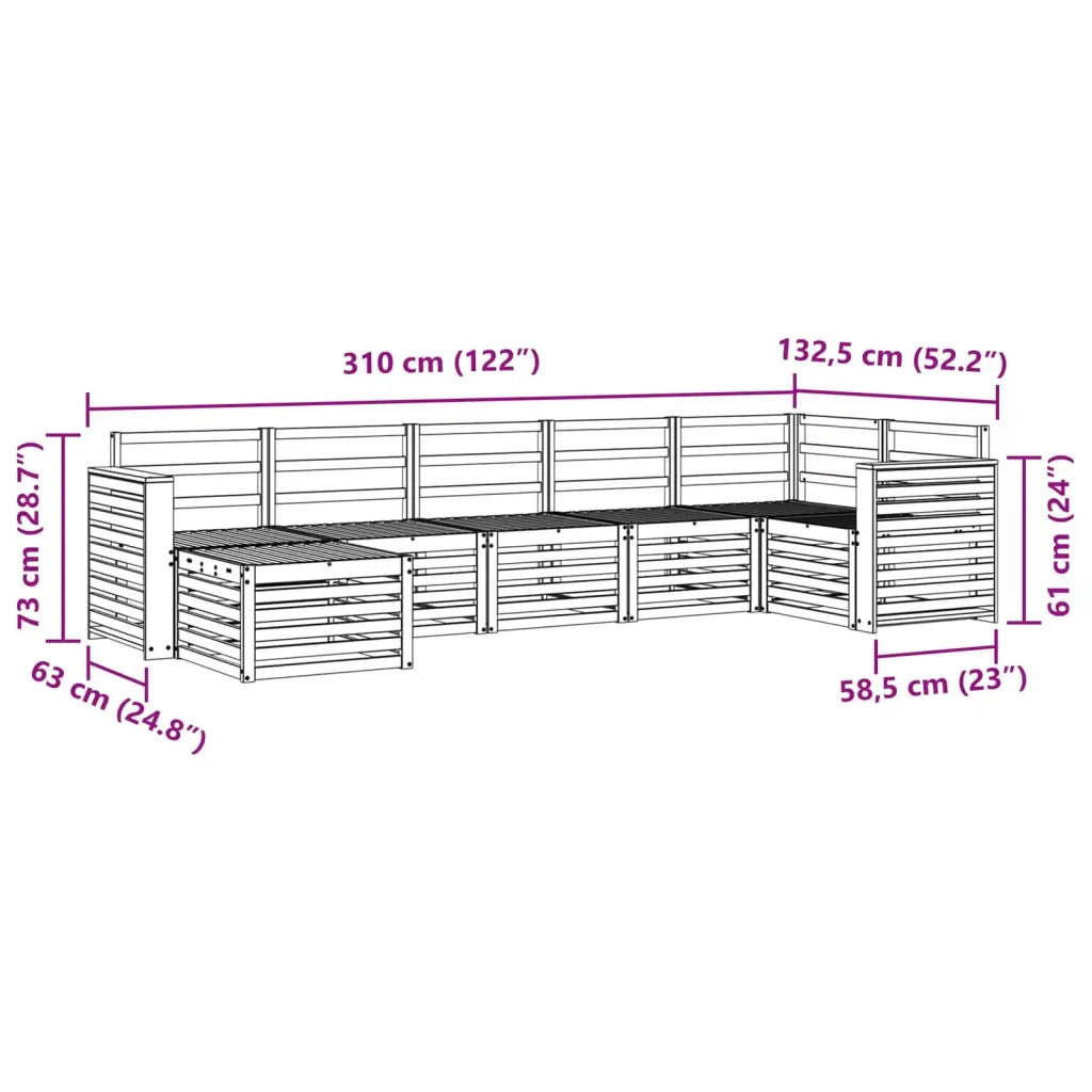 Set divano sezionale 7 pcs Naturale Legno di Acacia Massello