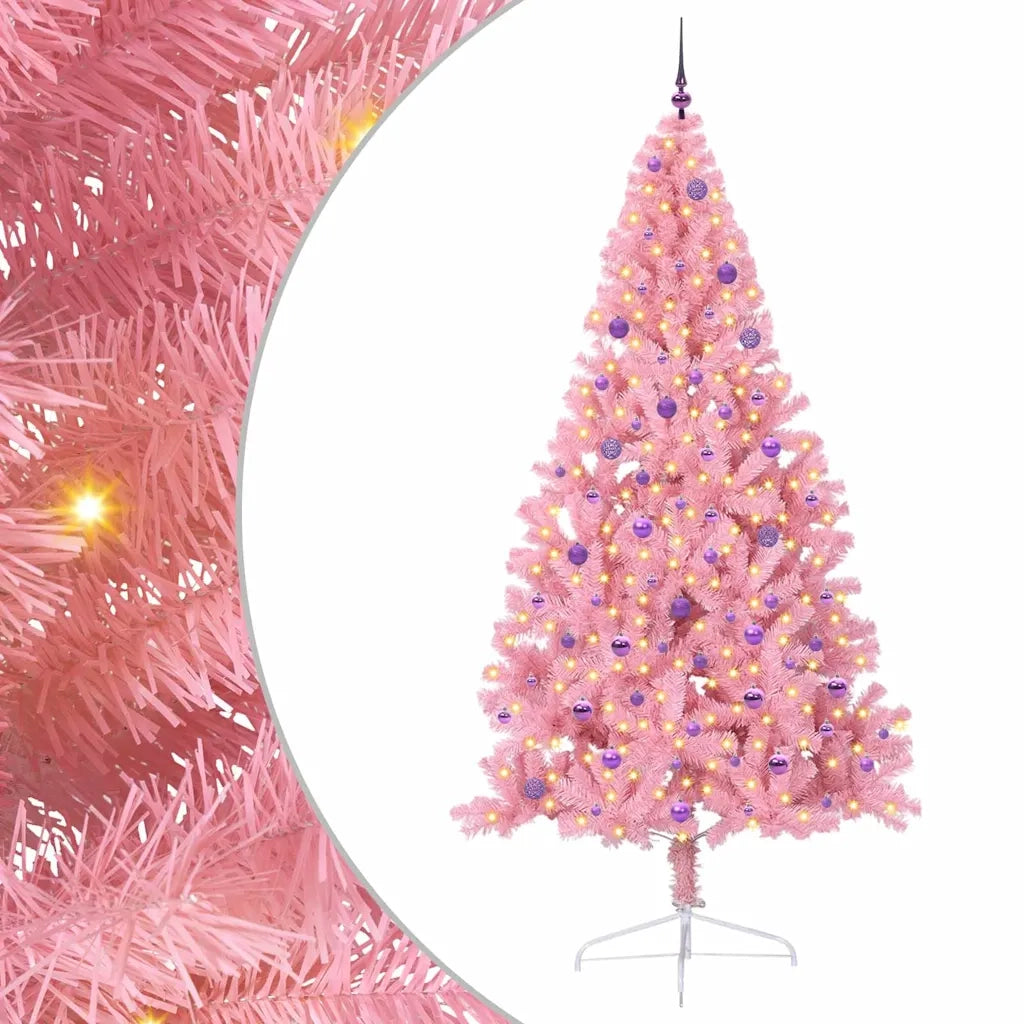 Albero di Natale | Decorazioni natalizie artificiale con luci integrate Rosa 240 cm PVC