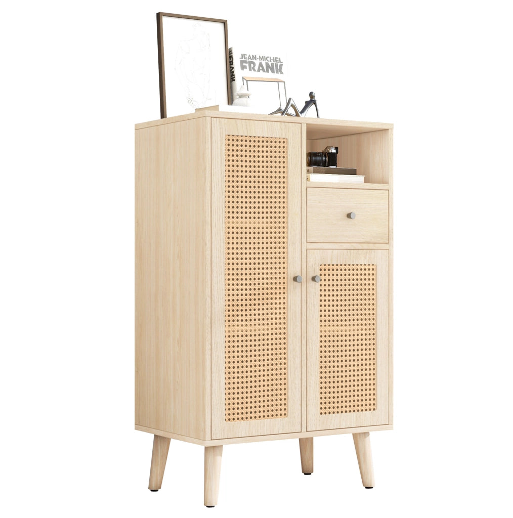 Credenza 60x40x101 cm con 2 ante e 1 cassetto in pannello truciolare rovere