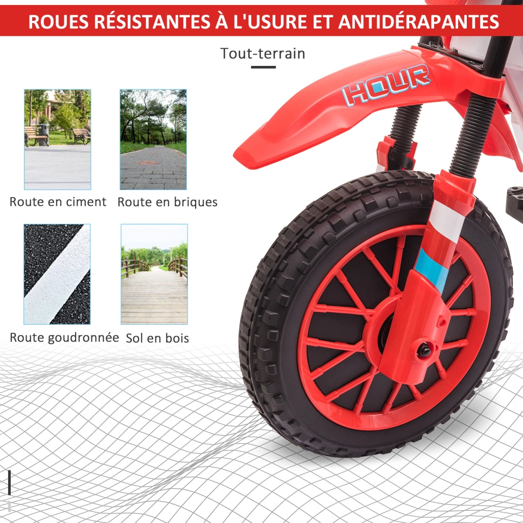 Moto Cross Elettrico per Bambini 3-5 Anni 12V ¨C zephmum ¨C Rosso 106.5x51.5x68 cm