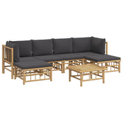 Mobili da giardino mobili da esterno Set di mobili da 7 pezzi con cuscini in bambù grigio scuro 02_0017198