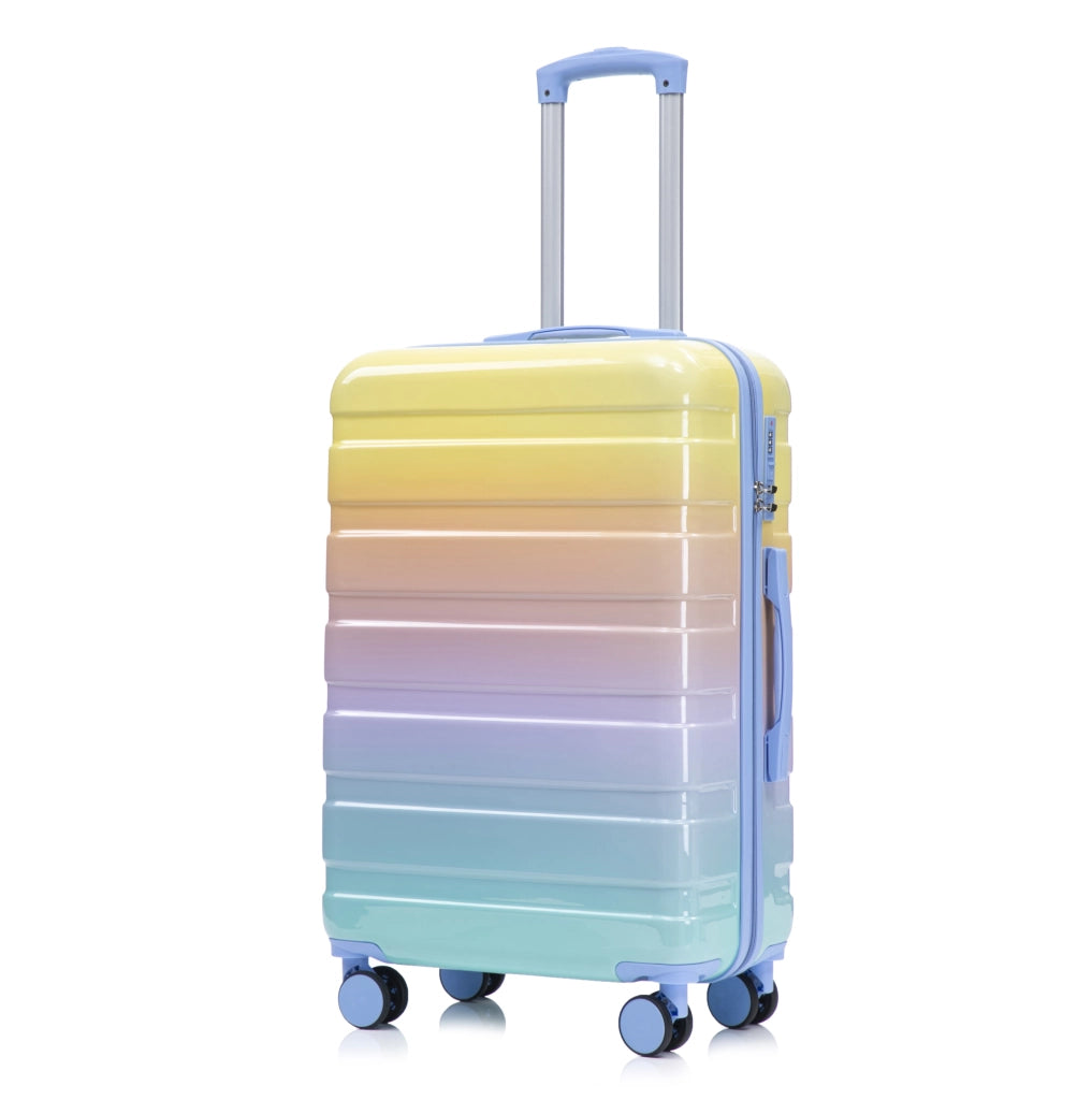 Set Valigie Rigide PC 4 Pezzi con Spinner 360°, Valigetta Cosmetici 14" Gialla, Serratura a Combinazione