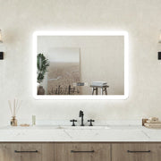 Specchio bagno Rettangolare 80x60cm Led Con 3 Luci + Orologio + Antiappannamento