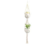 Sostegno per piante - Tela di cotone intrecciata - Montaggio a muro/sospeso - Doppia faccia - Per vasi rotondi/quadrati - Lunghezza 140 cm - Maniglione per appendere