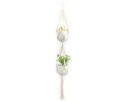 Sostegno per piante - Tela di cotone intrecciata - Montaggio a muro/sospeso - Doppia faccia - Per vasi rotondi/quadrati - Lunghezza 140 cm - Maniglione per appendere