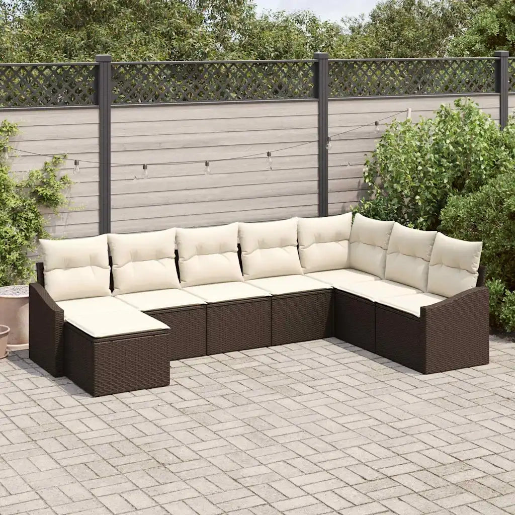 Set di divani con cuscino 8 pcs Marrone polyrattan 3346838