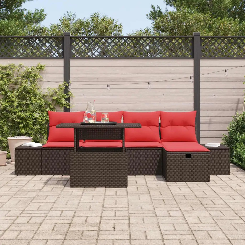 Set Divano da Giardino 6 pz Marrone polyrattan 3361203