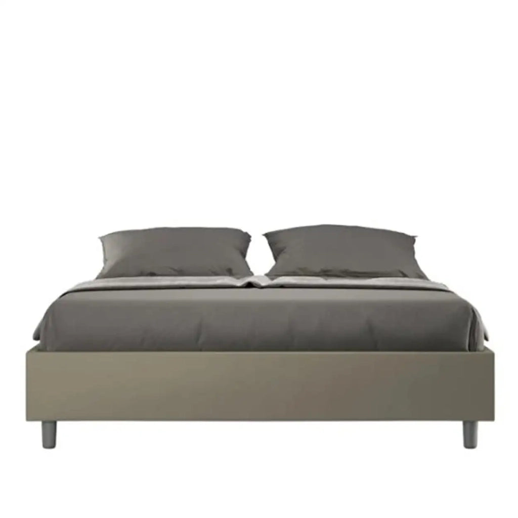 Letto matrimoniale con rete imbottito 160x190 similpelle cappuccino Azelia
