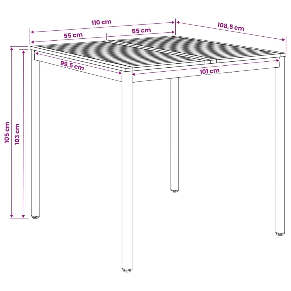 Tavolo Bar da Giardino Bianco e Nero 110 x 108,5 x 105 cm 901780