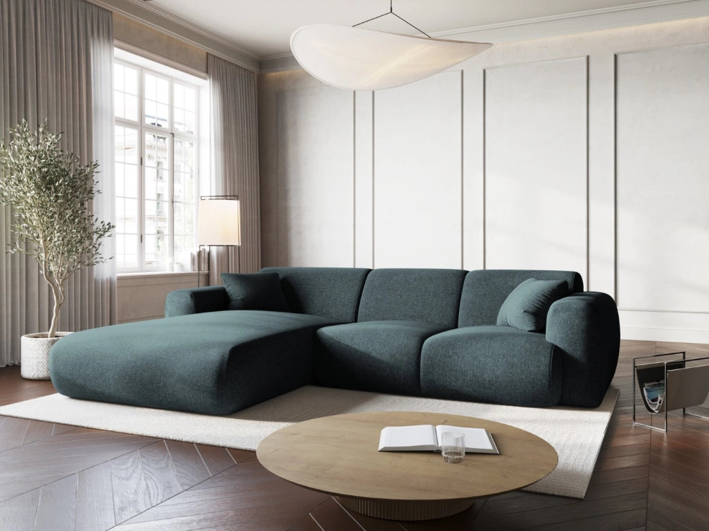 Cosmopolitan Design - Divano angolare sinistro "Nolio" 4 posti in ciniglia petrolio 