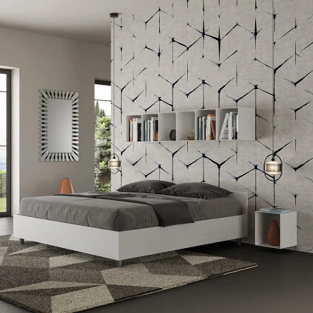 Letto matrimoniale con rete 160x190 bianco frassino Nuamo