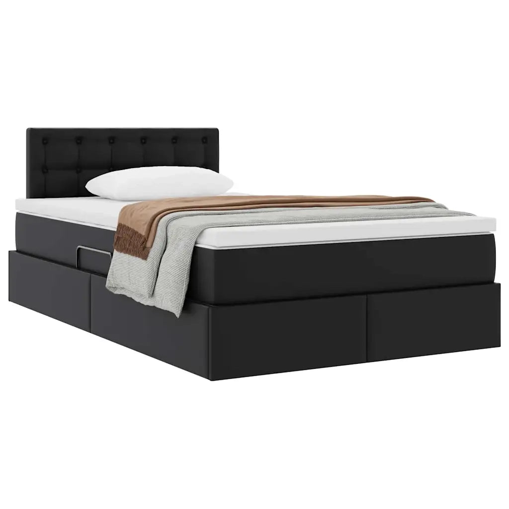 Letto con contenitore e materasso Nero 120 x 200 cm