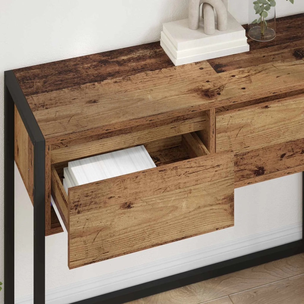 Tavolino | Tavolo laterale Legno vecchio 100 x 36 x 75 cm Legno multistrato