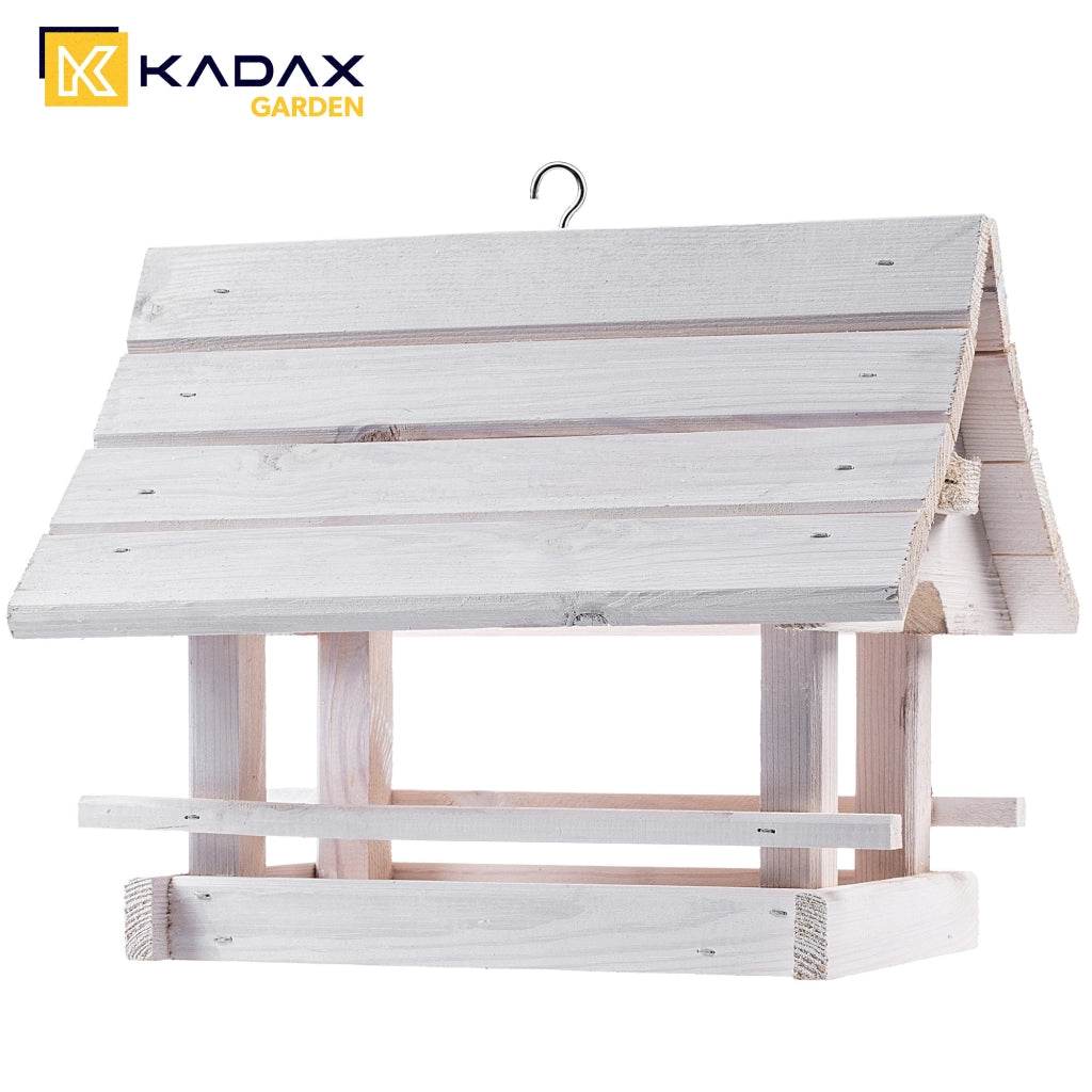 KADAX Grande mangiatoia per uccelli in legno da appendere, decorazione da giardino.