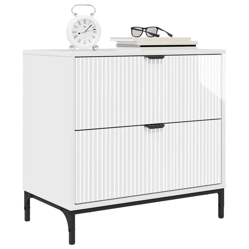 Comodino Bianco lucido 63.5 x 36 x 61 cm Legno multistrato 883468