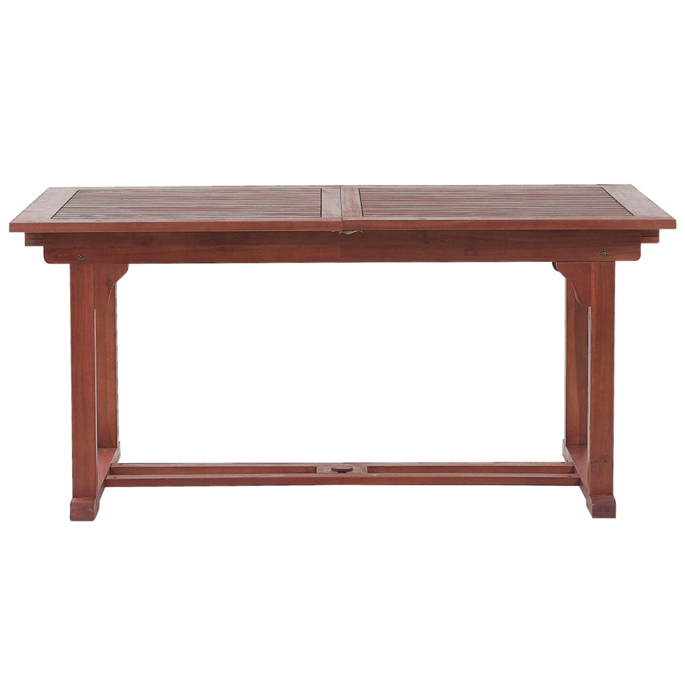 Tavolo da pranzo per esterno in legno di acacia scuro 160/220 x 90 cm piano allungabile