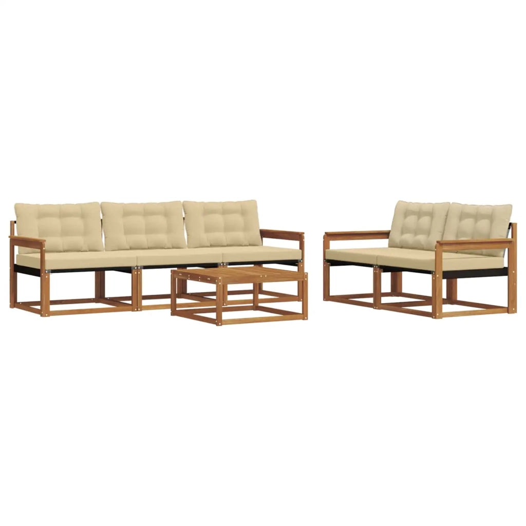 Set di divani da esterno con cuscino 6 pcs Naturale e Beige