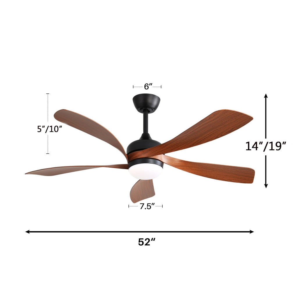 Ventilatore da soffitto 132 cm nero con LED 18W 3 tonalit¨¤, motore DC reversibile e telecomando