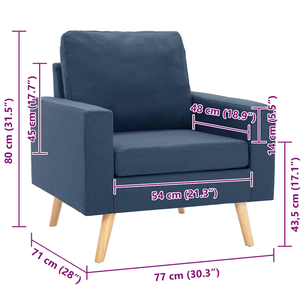 Poltrona Blu in Tessuto cod mxl 19009