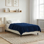 Duvet Invernale Trapuntato Blu Scuro 135 x 200 cm Microfibra 42026133
