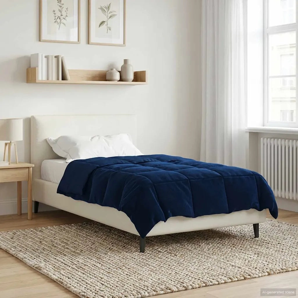 Duvet Invernale Trapuntato Blu Scuro 135 x 200 cm Microfibra 42026133