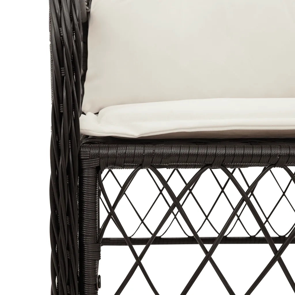 Set da Bistr¨° 3 pz | Set Salotto da Giardino con Cuscini Nero in Polyrattan