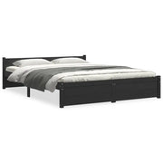 Letto matrimoniale | Letto per adulti | Giroletto Nero in Legno Massello 135x190 cm Double