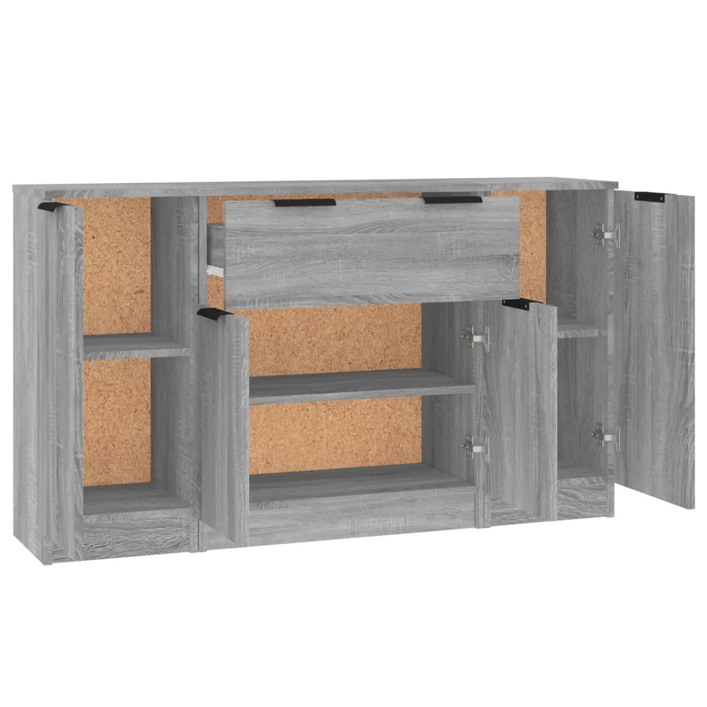 Credenze 3 pz Grigio Sonoma in Legno Multistrato 3115834