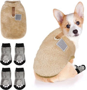 Abbigliamento per animali domestici - Veloce a onde di corallo - Giacca in pile 25 cm - Calze per cuccioli 4 pezzi - Caldo per piccoli cani - Adatto per Yorkshire Terrier - Comodo e idrorepellente - Abbigliamento per cani