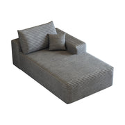 Divano angolare reversibile modulare con chaise longue senza montaggio in tessuto a coste grigio