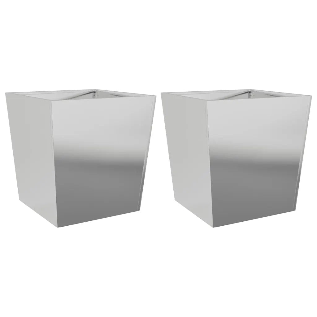 2 pz Fioriere | Cassetta per fiori | Vaso da Giardino 50x50x50 cm in Acciaio Zincato