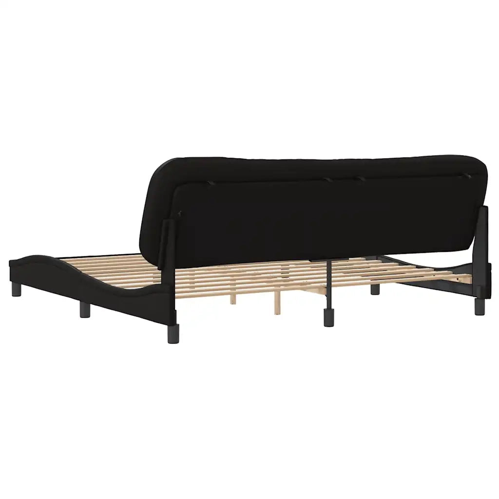 Letto matrimoniale | Letto per adulti | Giroletto senza Materasso Hvar Nero 200x200 cm in Similpelle