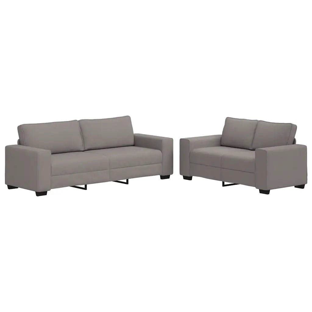Set di Divani 2 pz con Cuscini Tortora in Tessuto