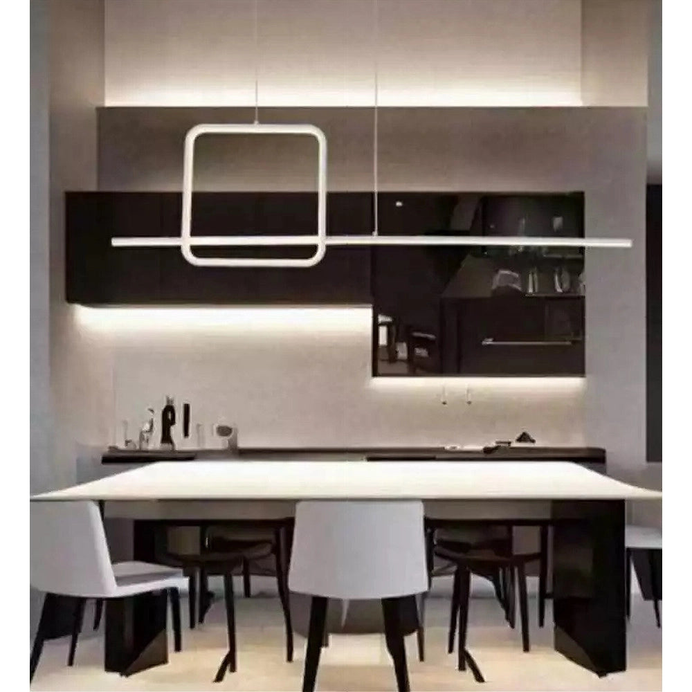 Trade Shop - Lampadario A Sospensione Led 48w Design Quadrato Linea Bianco Ip20 Luce 6500k 33542 -