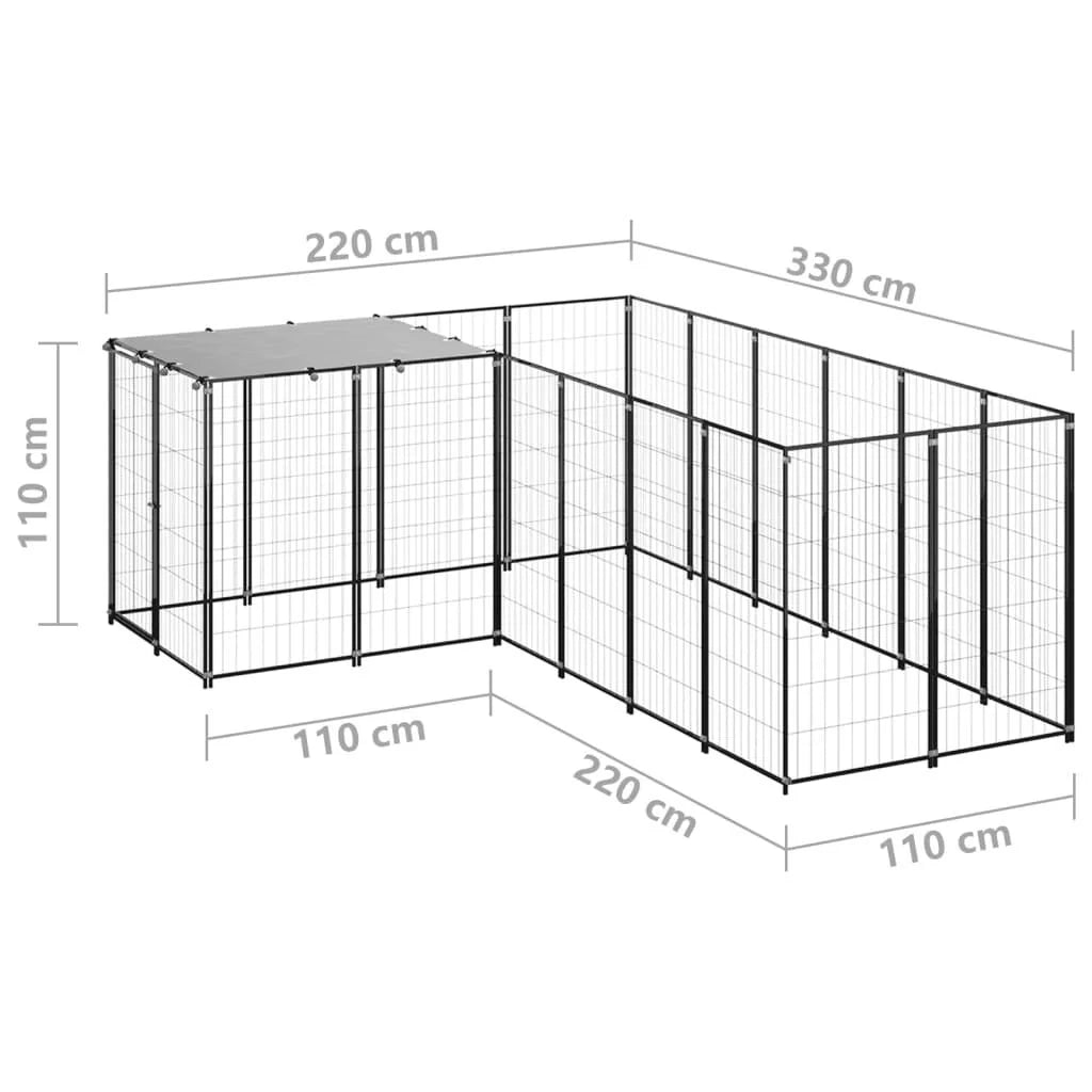 Recinto per animali da esterno per cani 4,84 m² 110 cm acciaio nero 02_0000533