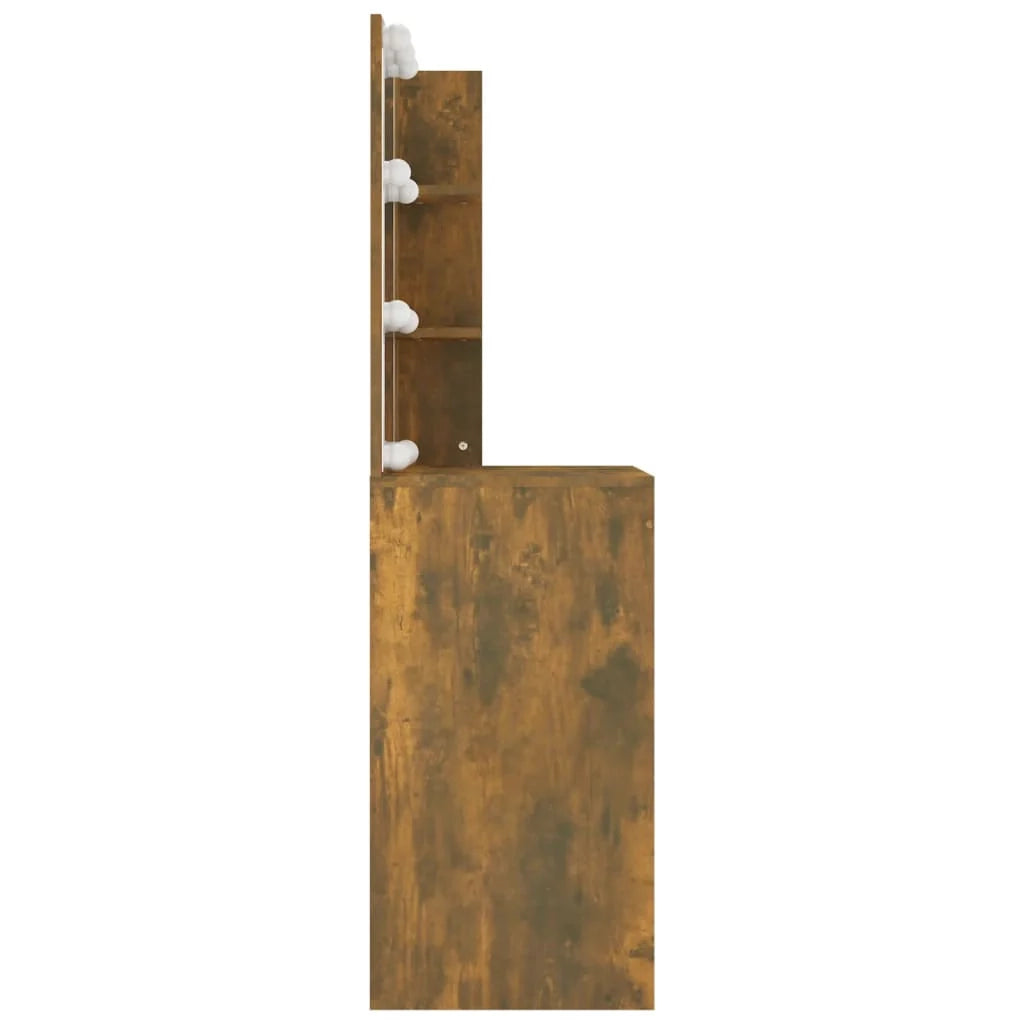 Toletta con illuminazione a LED linee rette raffinate 40 x 140 cm rovere affumicato 02_0006403