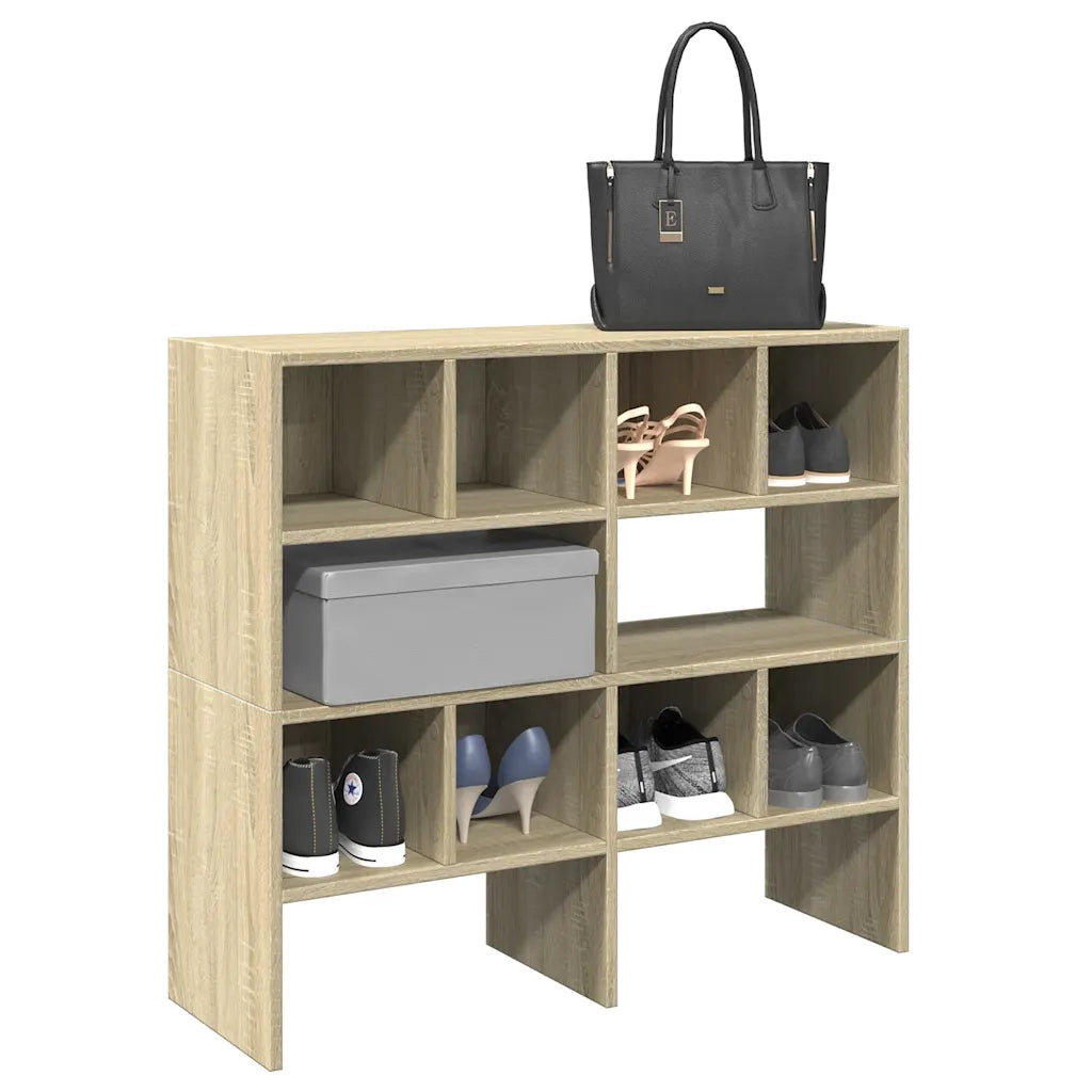 Scarpiere 2 pz Impilabili-Set di 2 Scaffale per scarpe Rovere Sonoma 89,5x30x40 cm