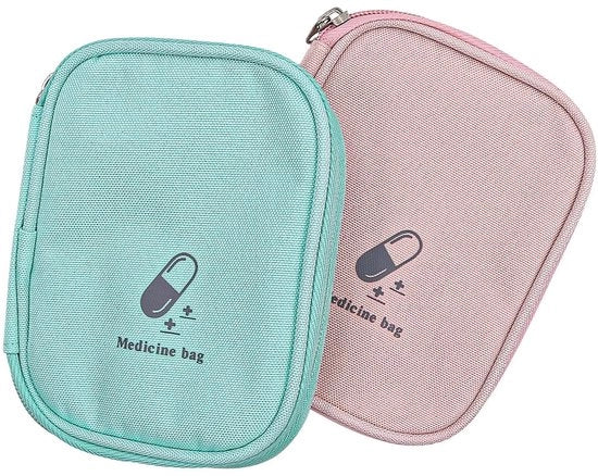 Set di 2 organizzatori di farmaci per viaggio in tessuto Oxford - impermeabile - leggero