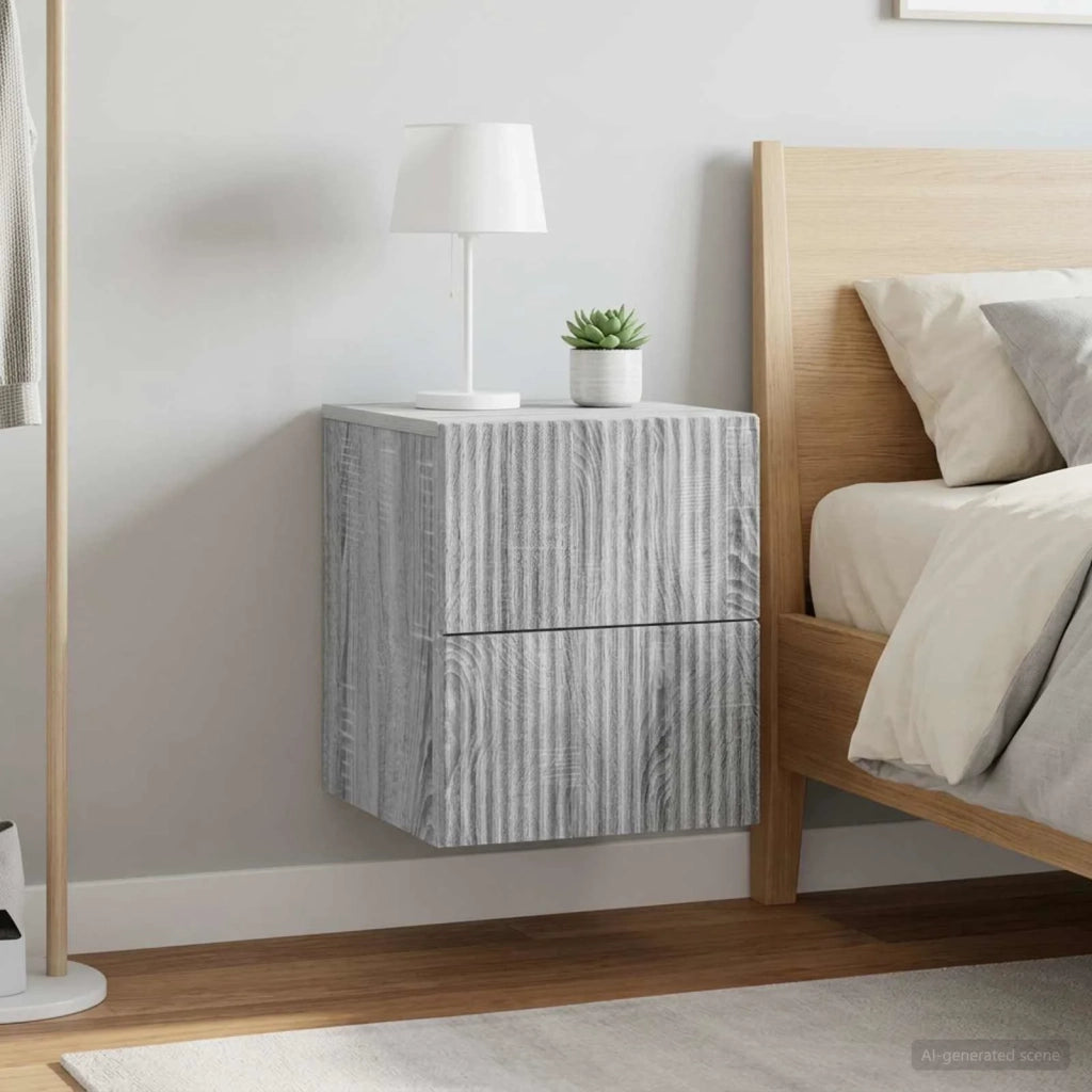 Mobiletto da notte a muro 2 pcs Grigio Sonoma 33 x 34,5 x 40 cm 898478