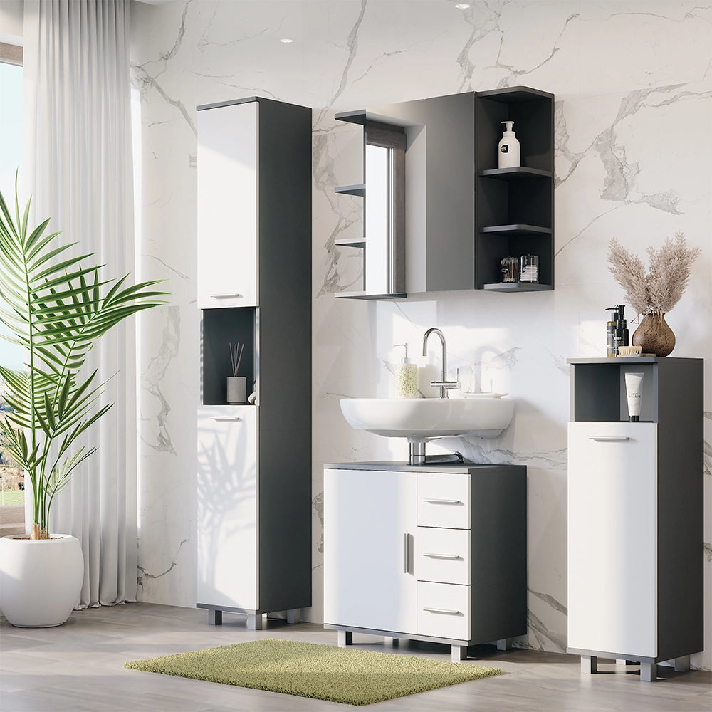 Vicco Mobiletto midi Antracite/bianco 30.2 x 95 cm con porta