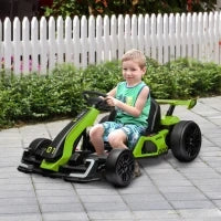 Go Kart Elettrico per Bambini 6-12 Anni 24V 12km/h con Seggiolino Regolabile, Verde